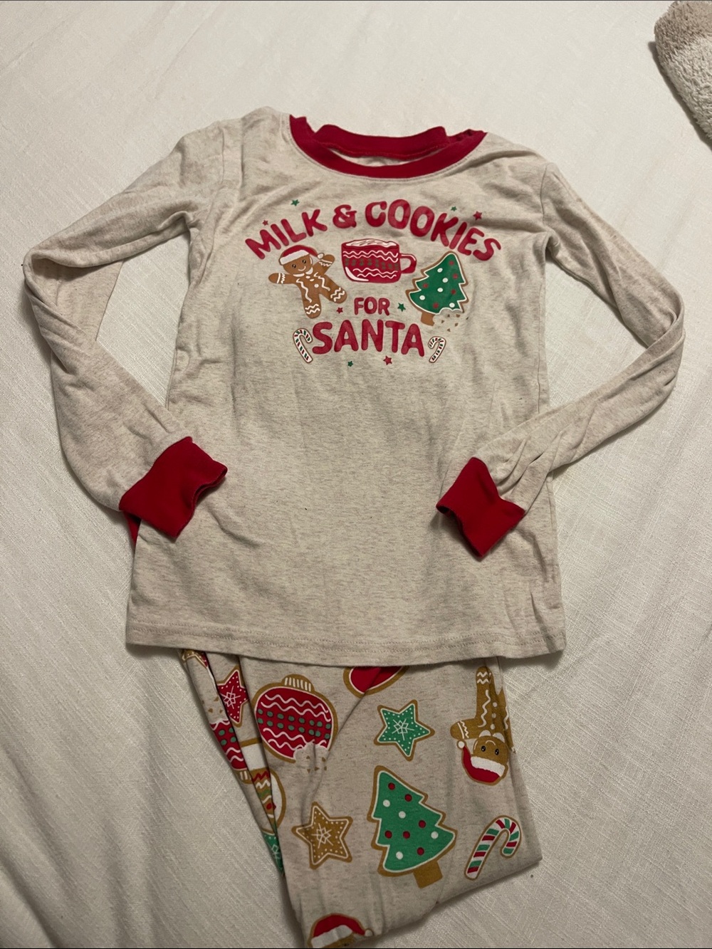 The Children's Place Red & Cream 'Milk & Cookies for Santa' Kids Pajama Set